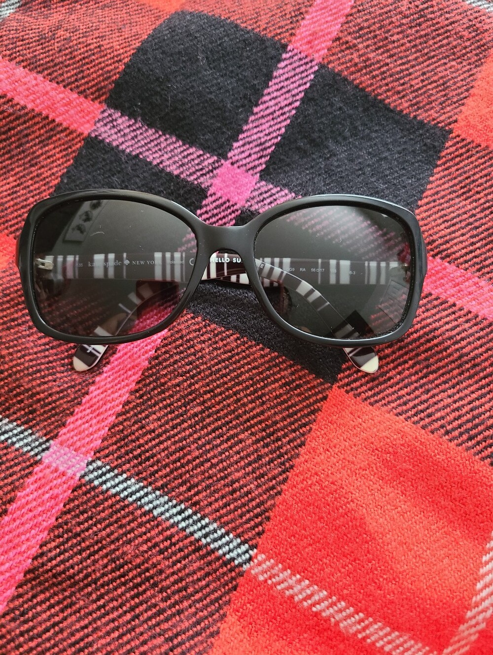 kate spade Black Oversized Sunglasses with Striped Temples